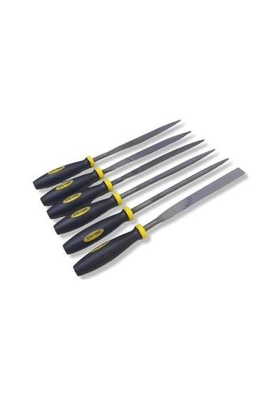 Mini Eğe Seti, 6 Parça, 5x180 Mm, Çelik, Kaymaz Saplı, Metal Ve Ahşap İşleme İçin