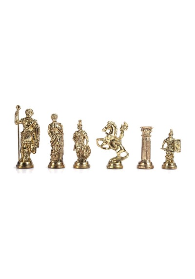 Gifthome Metal Satranç Takımı/seti Battal Boy, Roma Figürlü, Parlak Satranç Taşı Ve Mdf, Katlanır Sedef Desenli Satranç Tahtası