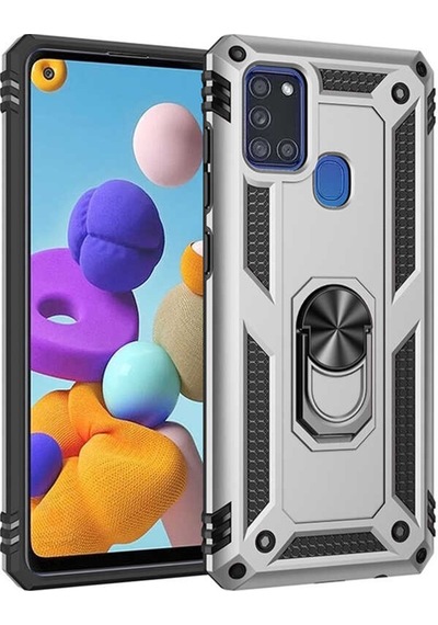 Galaxy A21S Kılıf Zore Vega Yüzüklü Standlı Zırh Kılıf