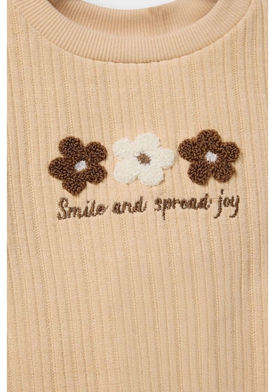 Defacto Kız Bebek 2li Takım Çiçekli Sweatshirt Eşofman Altı G5092a525wner120 Ekru-er120