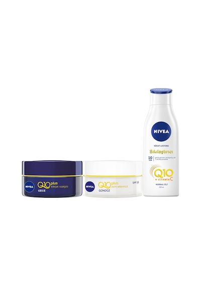 Nivea Q10 Gündüz + Gece Bakım Kremi 2 x 50 ML + Losyon 250 ML Nivea Q10 Gündüz + Gece Bakım Kremi 2 x 50 ML + Losyon 250 ML