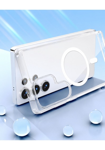 Samsung Galaxy S25 Ultra İle Uyumlu Yumuşak Magsafe Kablosuz Şarj Destekli Şeffaf Kılıf Kamera Yükseltilmiş