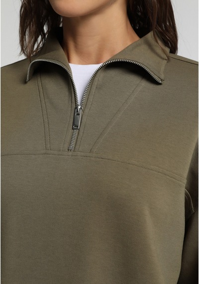 Colin's Colins Regular Fit Fermuarlı Düz Kadın Yeşil Sweatshirt Cl1080743 Q1.v2 Kha Haki