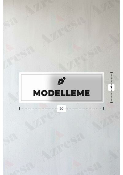 Modelleme Yazılı - Metal - Beyaz Renk - Kapı İsimliği - 20x7 Cm