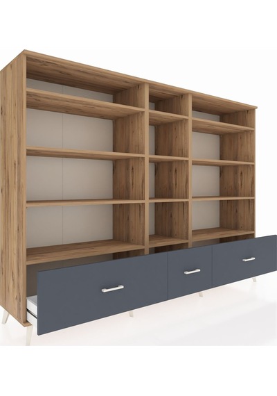 Hyperion Dolap 12 Raflı 3 Çekmeceli 220x44x163 Çam-çam/antrasit Çam-çam/antrasit Hyperion Dolap 12 Raflı 3 Çekmeceli 220x44x163 Çam-çam/antrasit Çam-çam/antrasit