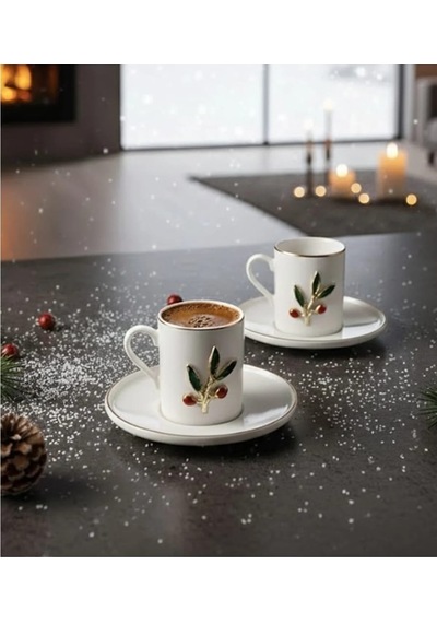 Fine Living Kokina 4 Parça 2 Kişilik Kahve Fincan Seti 93 Ml Beyaz