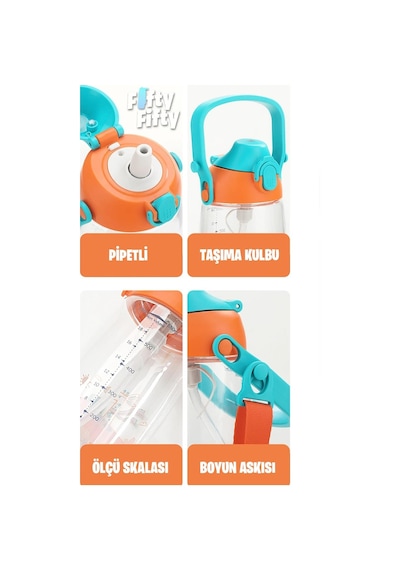 Uzspace Pipetli 500 Ml Boyun Askılı Tritan Çocuk Su Matarası -kutulu- Ffuz2201500 001