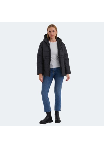 Slazenger CALLU Kadın Kapüşonlu Şişme Siyah Mont & Kaban