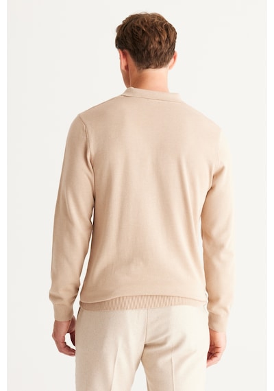 AC&Co / Altınyıldız Classics Erkek Bej Melanj Standart Fit Normal Kesim Polo Yaka Pamuklu Triko Kazak Bej Melanj AC&Co / Altınyıldız Classics Erkek Bej Melanj Standart Fit Normal Kesim Polo Yaka Pamuklu Triko Kazak Bej Melanj