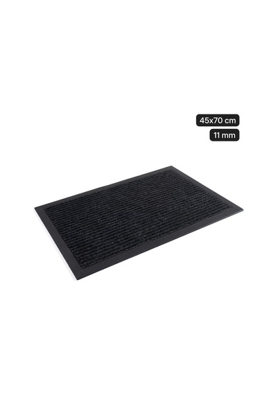 Delta Kk001a Siyah Halılı Kauçuk Kenarlı Fitilli Kapı Önü Paspası Kaymaz Taban Toz Ve Kir Tutucu 45x70 Cm