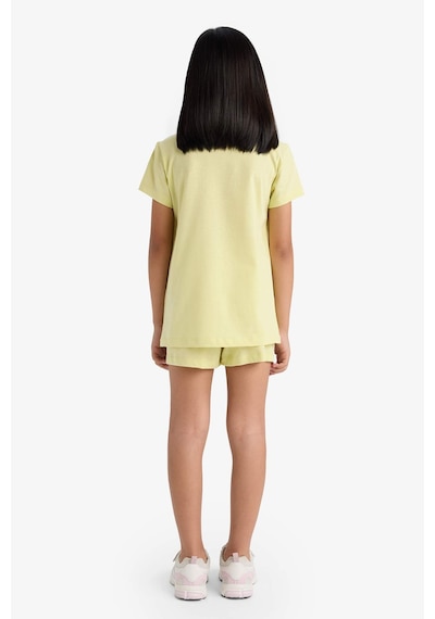 Defacto Kız Çocuk Pijama Takımı Baskılı Kısa Kollu Üst Beli Lastikli Şort E0666a825hsyl282 Sarı