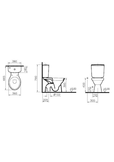 VitrA Norm Alttan Çıkış Klozet+Rezervuar Beyaz 3208L003-0181