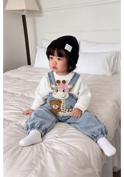 Minigimin Cicileri Zürefa Aplike Detaylı Kız Bebek 2 Li Salopet Takım - Açık Mavi Diğer Minigimin Cicileri Zürefa Aplike Detaylı Kız Bebek 2 Li Salopet Takım - Açık Mavi Diğer