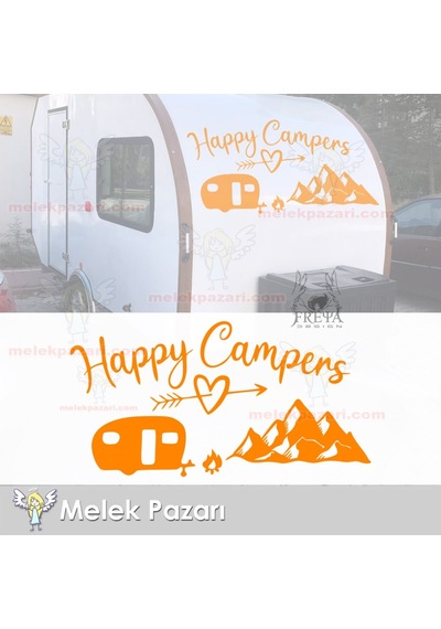 Mutlu Kampçılar Kamp Sticker, Karavan Stickerı