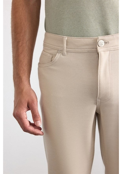 Süvari Bej Slim Karışık Desen Armürlü Normal Bel Casual Pantolon Pn2020500767-bj3