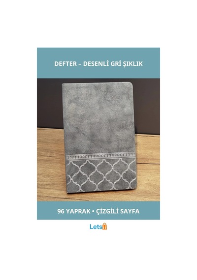 Desenli Gri Renk Kaliteli Deri Defter Şık Ve Modern Çok Renkli