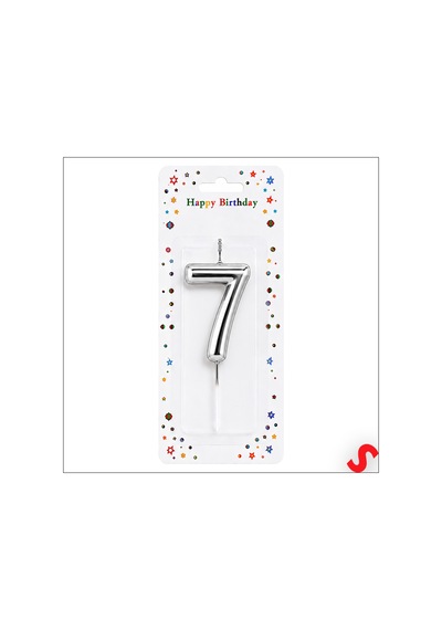 7 Rakam Mum Gümüş - 10 Cm