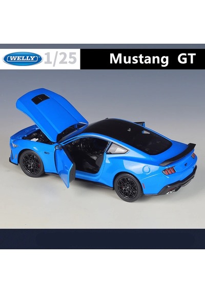 Welly 1:24 2024 Ford Mustang Gt Alaşım Spor Araba Modeli Diecast Metal Araba Blue