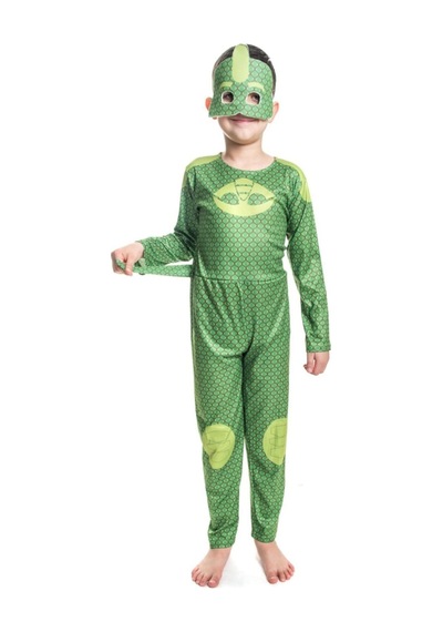 Sincapdükkan Pjmaskeli Çocuk Kostümleri Kertenkele 2-3 Yaş Çocuk Kostümü - Parti Kostümleri Yeşil