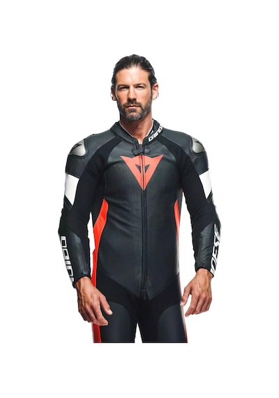 Dainese Daınese/tosa 1 Pcs Leather Suıt Perf. Black Flu Red Whıte Kırmızı