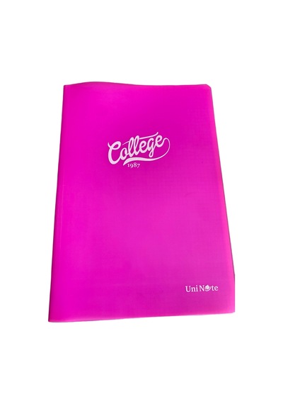 Uninote College 1987 Pembe Plastik Kapak Okul Defteri A4 Çizgili Defter