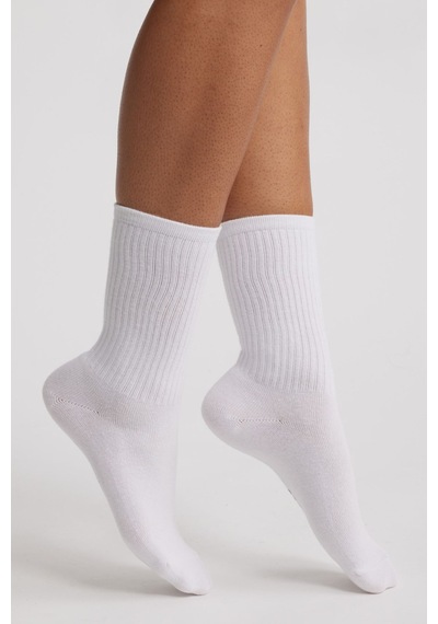 Ozzy Socks 6 Çift Logosuz Beyaz Dikişsiz Pamuklu Tenis Unisex Soket Çorap Beyaz
