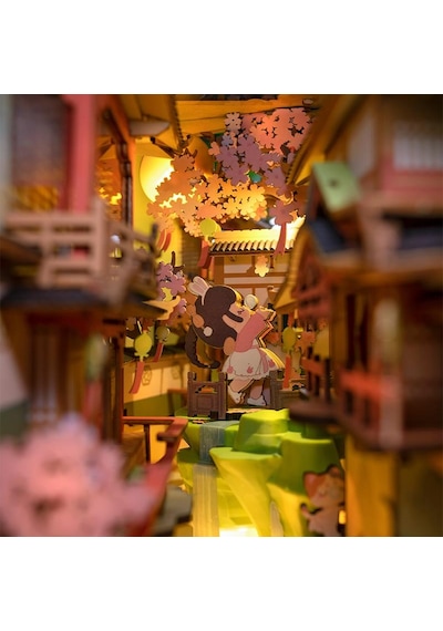 Rolife Tgb05 Falling Sakura Kitap Köşesi Book Nook Dıy Minyatür Maket Model Seti Mini Dollhouse 3d Model Kit Detaylı Dekoratif Hobi Seti 3d Puzzle Tiny House