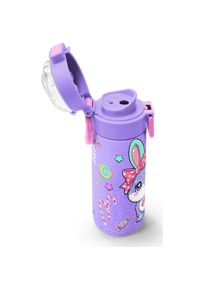 Coral High Kids Milka Su Yeşili Tavşan Desenli Pipetli Ve Direkt İçim Çelik Termos 500 Ml 38137 Lila