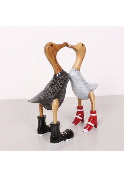 Aşık Ördekler El Oyması Teak Gövde 29x30x11 Cm