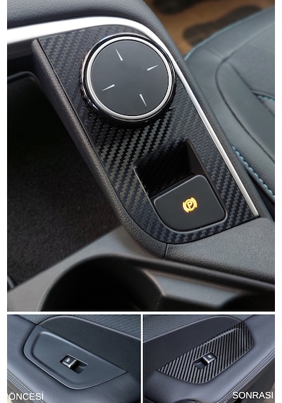 Togg T10f Sedan Uyumlu İç Trim Folyo Kaplama Set - Mat Karbon Siyah Mat Karbon Siyah