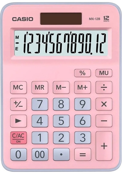 Casio Hesap Makinesi Masaüstü 12 Hane Açık Pembe+açık Mavi L Mx-12b-pklb