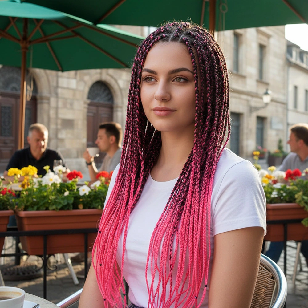 Afrika Örgüsü Ve Rasta İçin Sentetik Ombreli / Siyah / Neon Pembe - Rxlu-461787 Renkli