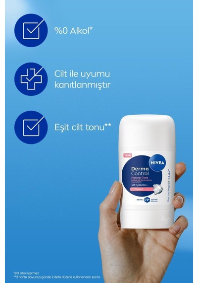 Kadın Stick Deodorant Derma Control Natural Tone 50ml, Koltuk Altı Kararmasına Karşı, C Vitamini