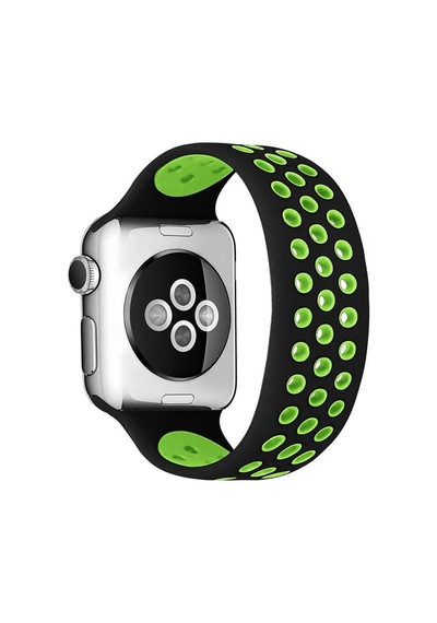 Newface Apple Uyumlu Watch 38mm Ayarlı Delikli Silikon Kordon Semeglbl - 77 - Siyah-yeşil