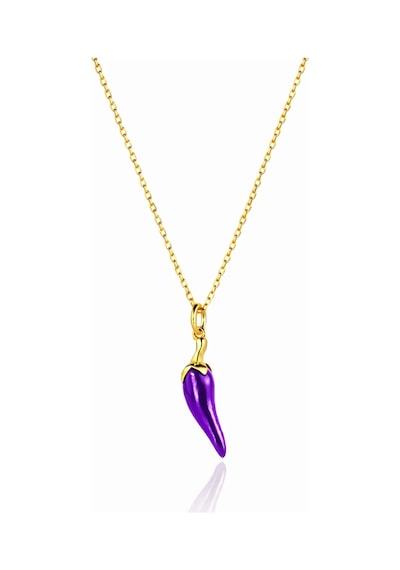 Çekirdekjewelry Mor Biber Kolye 925 Ayar Gümüş Altın Kaplama Zarif Tasarım Mor