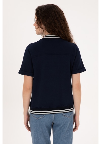 U.S. Polo Assn. Kadın Lacivert Kısa Kollu Fermuarlı Bisiklet Yaka Sweatshirt 50309093-VR033