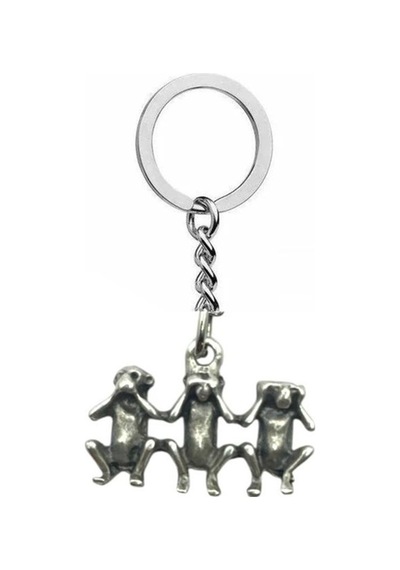 Silent Wisdom Üç Maymun Figürlü Unisex Metal Anahtarlık