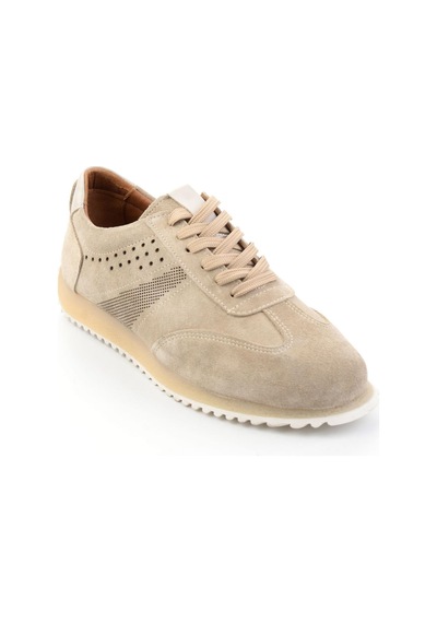 Bambi Bej Hakiki Deri Erkek Sneaker E01811042702