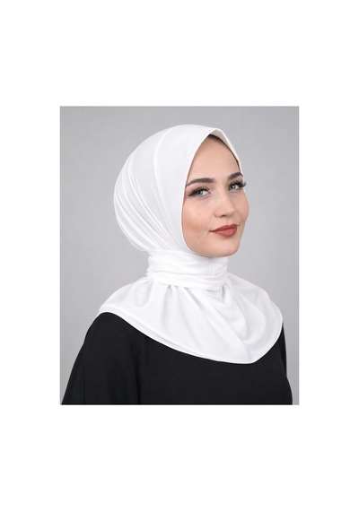 Unika Boutique Çıtçıtlı Bağlamalı Tesettür Pratik Şal Deniz Havuz Için Uygundur Beyaz