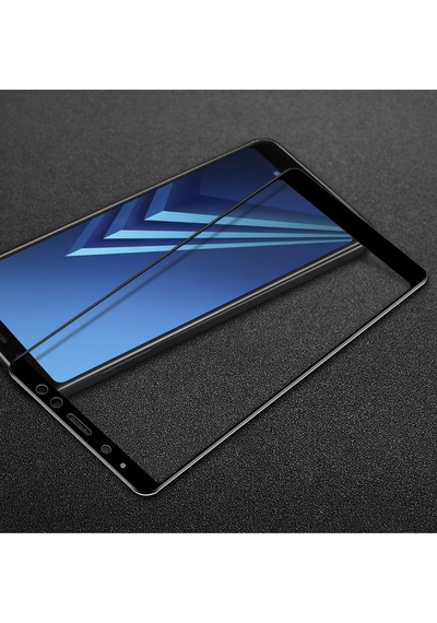 Samsung Uyumlu Galaxy A8 2018 Tam Kaplayan Çerçeveli Tempered Cam Koruma