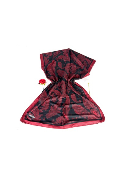 İPEKAL Soft Pamuk Şal-75 X 190 -06574 Kırmızı-Siyah