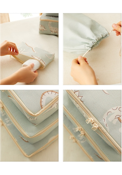 Ocean Home Textile 6'lı Çocuk Odası Dinozor Bavul İçi Düzenleyici Set