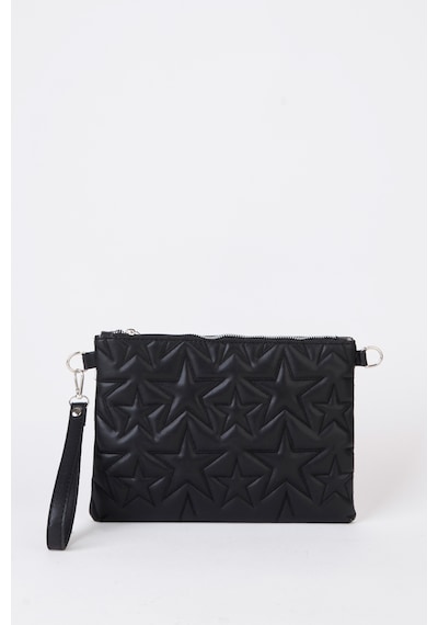Vivaq Kadın Siyah Yıldız Nakışlı Suni Deri Bilek Ve Zincir Askılı Portföy El Ve Clutch Çanta