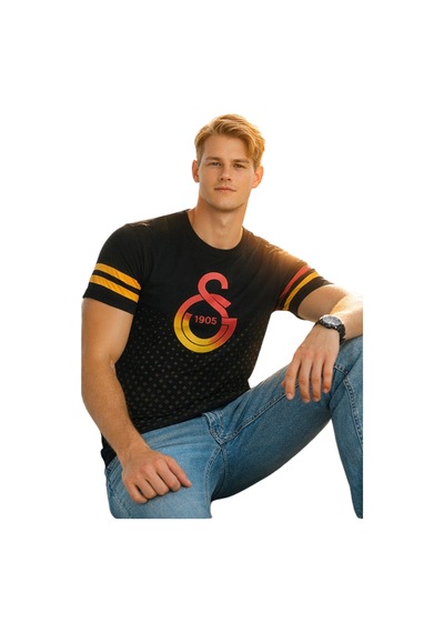 Galatasaray Lisanslı Siyah Basic Ve Siyah Logo Baskılı T-shirt Hediyeli Siyah