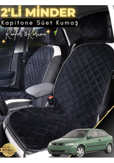 Opel Astra G Uyumlu 2'li Süet Oto Koltuk Minderi Universal Hızlı Montaj Su Geçirmez A2 Siyah
