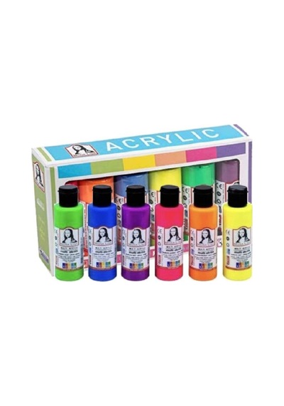 Monalisa Akrilik Boya 6 Renk X 70 Ml Neon Fosforlu Renkler 1 Pake