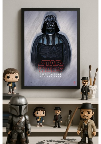 Darth Wader Siyah Ahşap Çerçeveli Poster, Film Duvar Tablosu