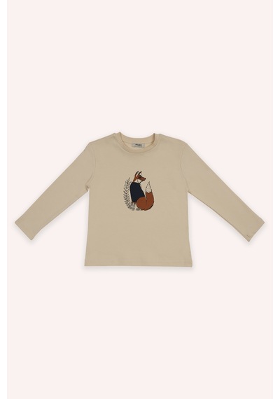 Panço Erkek Çocuk Bej Tilki Baskılı Pijama Takımı Çok Renkli