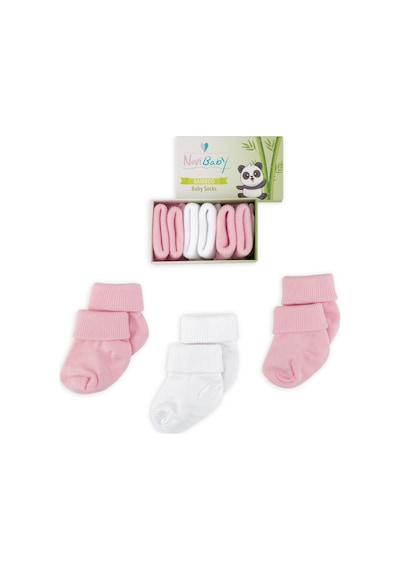Novibaby 3'lü Bambu Yenidoğan Bebek Çorap I Pinky I 0-6 ay "Karışık Renkli"