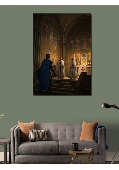 Kanvas Tablo Gotik Kilise Ve İnsanlar 100cmx140cm